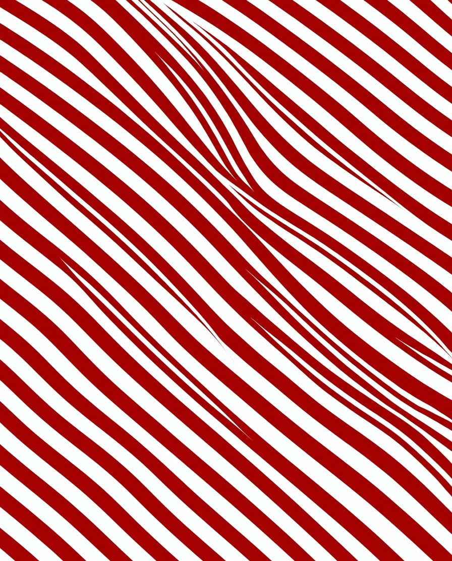 Crimson White Wavy Stripe Rug
