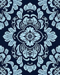 Light Blue Floral Damask Navy Rug