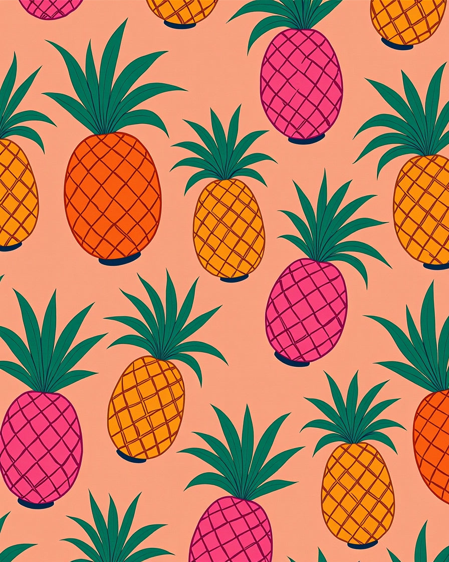 Tropical Pink Orange Pineapple Pattern Rug