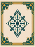 Teal Gold Floral Medallion Square Rug