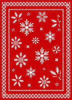 Classic Red Snowflake Holiday Border Rug