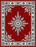 Ornate Scarlet Botanical Star Burst Rug