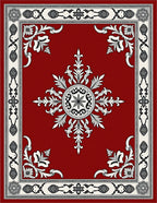 Ornate Scarlet Botanical Star Burst Rug