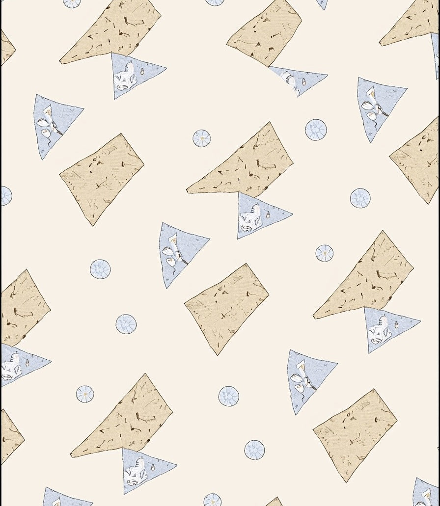 Cracked Earth Blue Fawn Triangles Rug