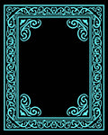 Turquoise Ornate Scrollwork Border Rug