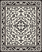 Classic Ivory Black Floral Medallion Rug
