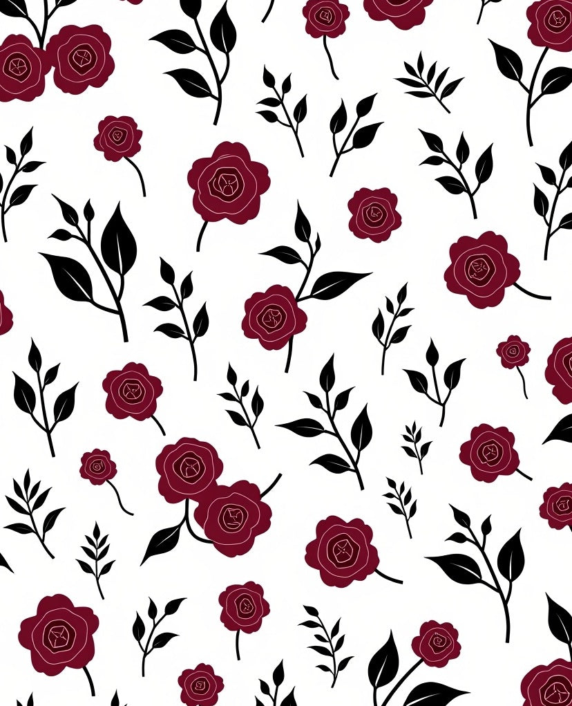 Deep Red Rose Branch Scatter Rug