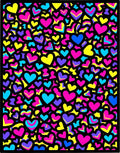 Vibrant Pink Yellow Blue Heart Collage Rug
