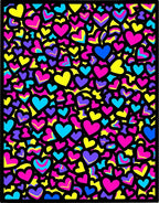 Vibrant Pink Yellow Blue Heart Collage Rug