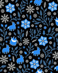 Whimsical Blue Winter Creature Snowflakes Rug