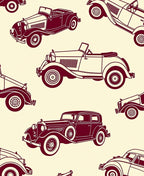 Vintage Crimson Classic Car Collection Rug