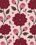 Crimson Pink Rose Vine Garden Rug