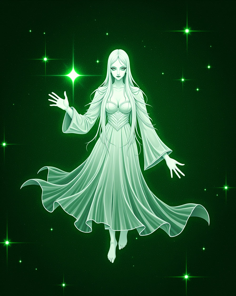 Ethereal Green Celestial Being Rug