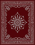 Maroon Elegant Floral Medallion Border Rug