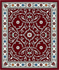 Ornate Crimson Vine Medallion Art Rug