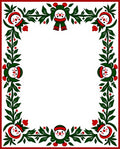 Festive Snowmen Green Leaf Garland Border Rug