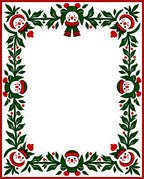 Festive Snowmen Green Leaf Garland Border Rug