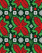 Crimson Red Green Floral Snowflake Medallion Rug