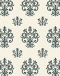 Dark Teal Damask Floral Ornament Rug