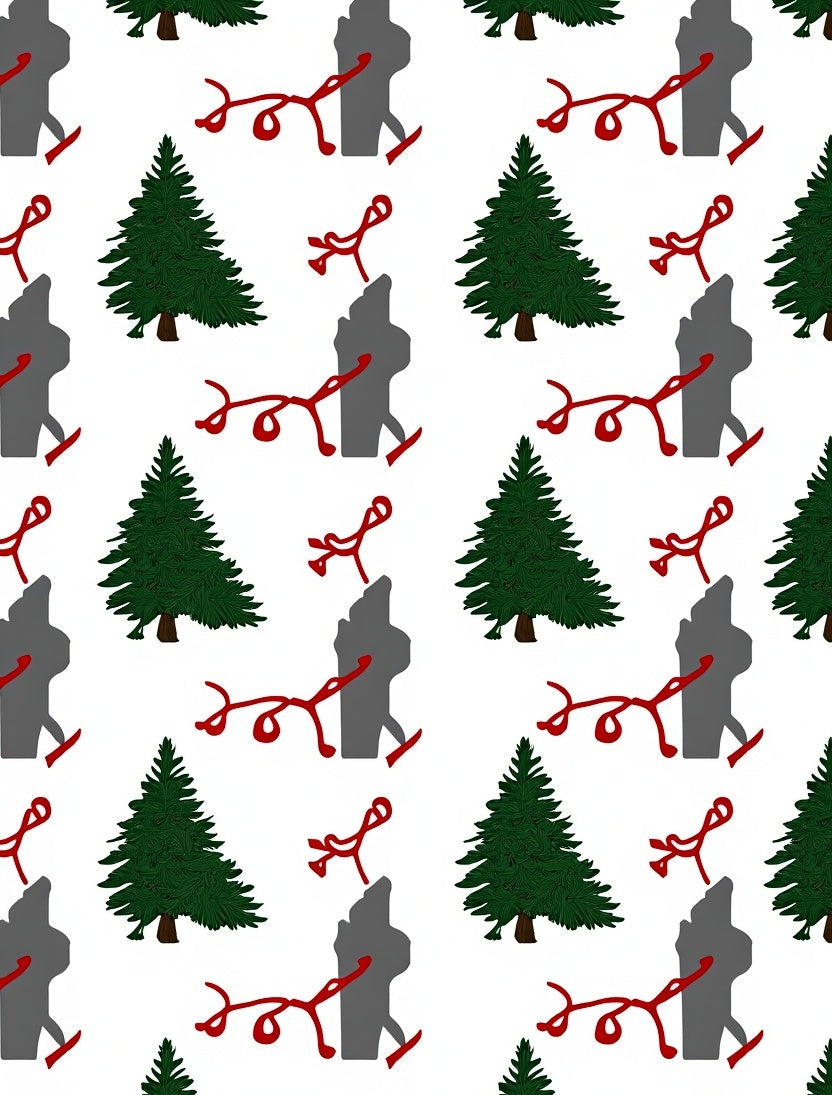 Figural Green Tree Red Ribbon Companions Rug