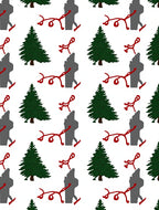Figural Green Tree Red Ribbon Companions Rug