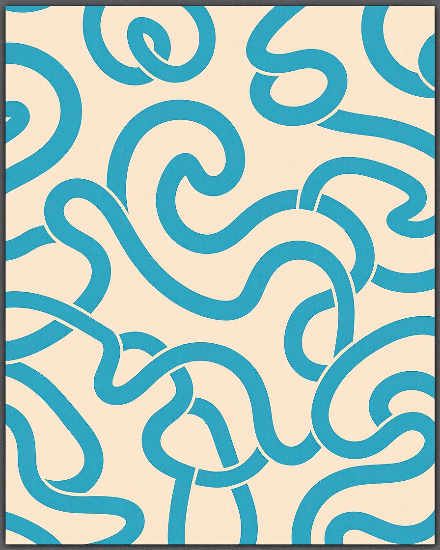 Aqua Cream Swirl Abstract Rug