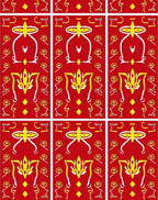 Vibrant Red Geometric Stylized Figures Rug