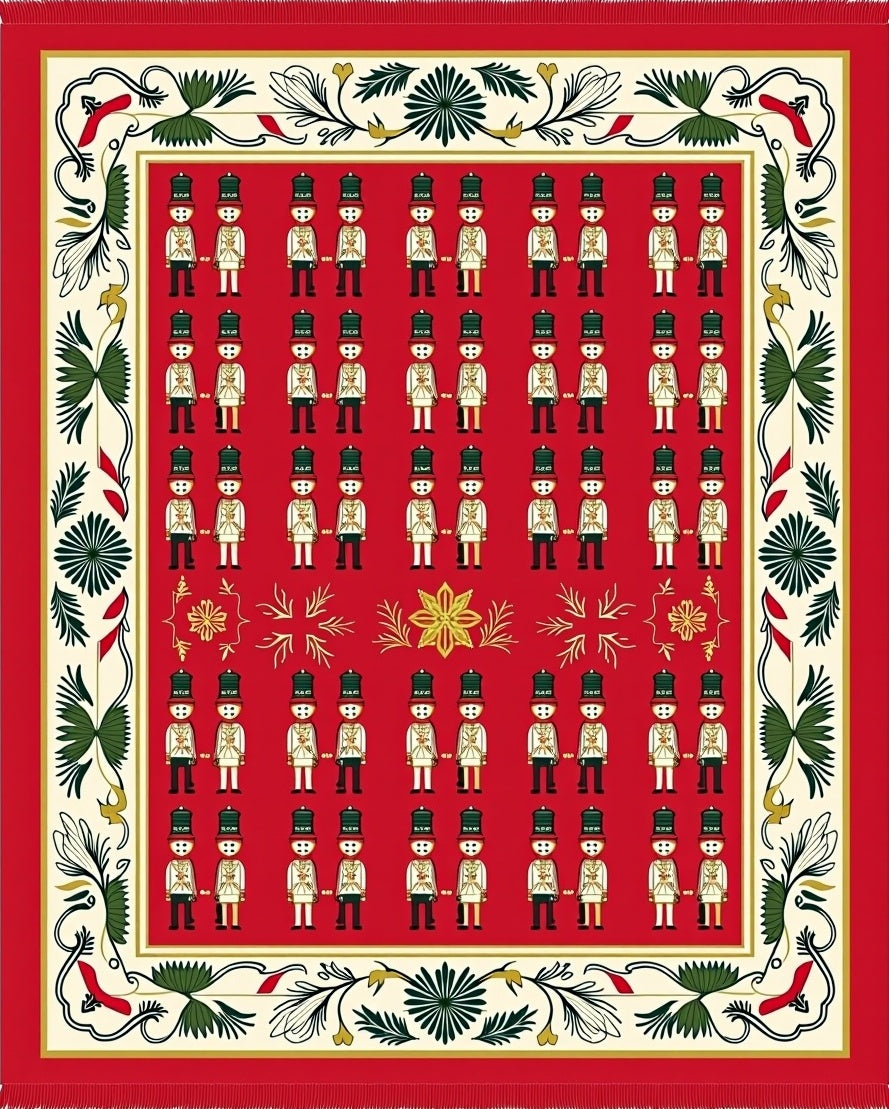 Crimson Soldier Motif Border Rug
