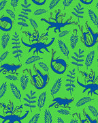 Blue Mythical Creatures Green Foliage Rug