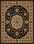 Black Gold Floral Medallion Border Rug