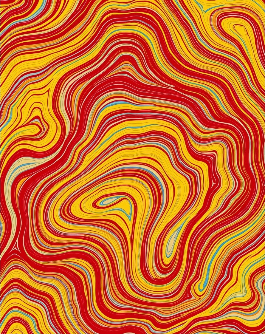 Vibrant Red Yellow Swirl Agate Rug