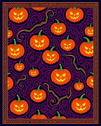 Spooky Orange Jack O Lantern Swirls Rug