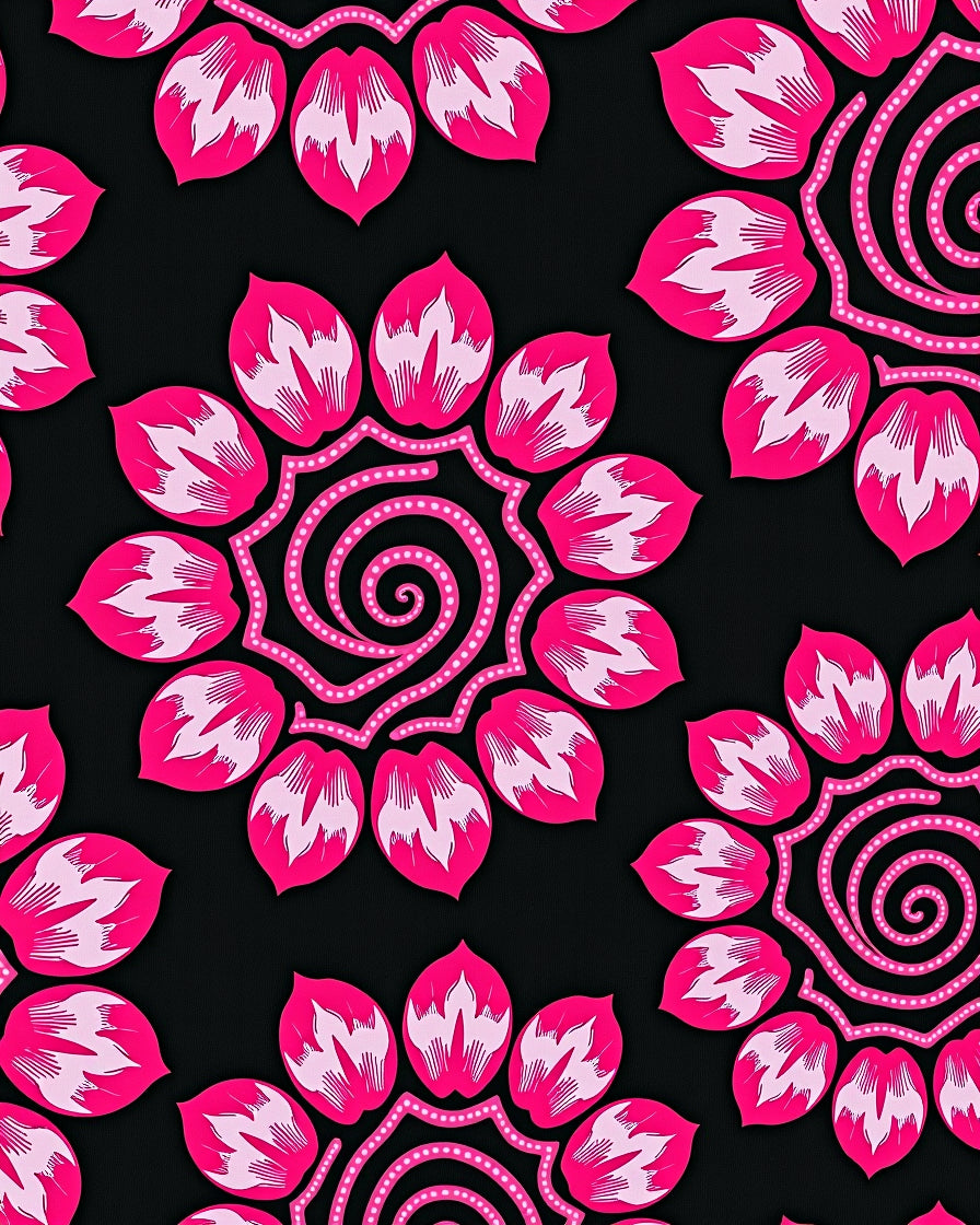 Radiant Pink Petal Swirl Composition Rug