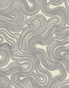 Cream And Charcoal Swirl Lines Rug