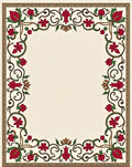 Crimson Floral Vine Border Design Rug