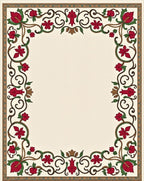 Crimson Floral Vine Border Design Rug