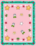 Pink Star Holiday Cookie Border Rug