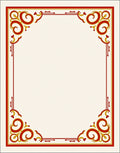 Crimson Gold Swirl Corner Border Rug