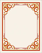 Crimson Gold Swirl Corner Border Rug