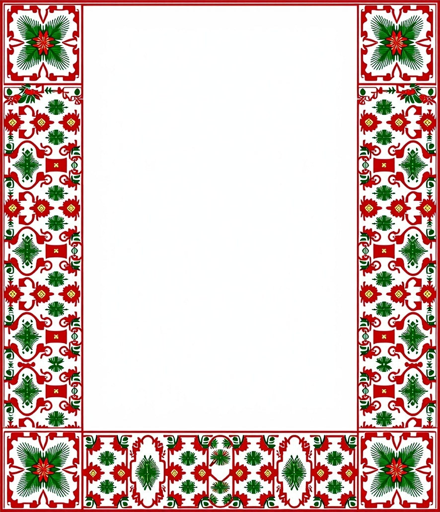 Crimson Green Floral Ethnic Border Rug