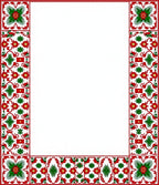 Crimson Green Floral Ethnic Border Rug