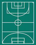 Teal Court Geometric White Lines Rug