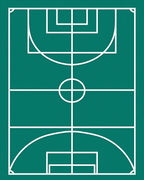 Teal Court Geometric White Lines Rug