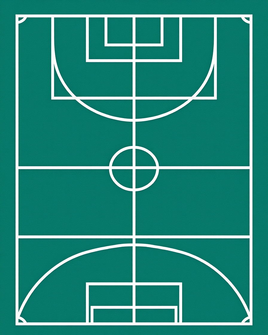 Teal Court Geometric White Lines Rug