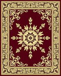 Elegant Gold Floral Medallion Burgundy Rug