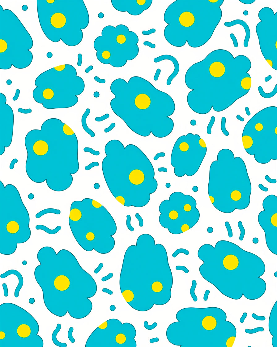 Teal Yellow Blob Scatter Rug