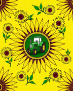 Green Tractor Sunflower Fields Rug