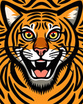 Bold Orange Tiger Face Stripes Rug