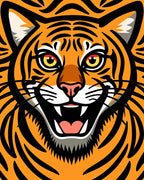 Bold Orange Tiger Face Stripes Rug