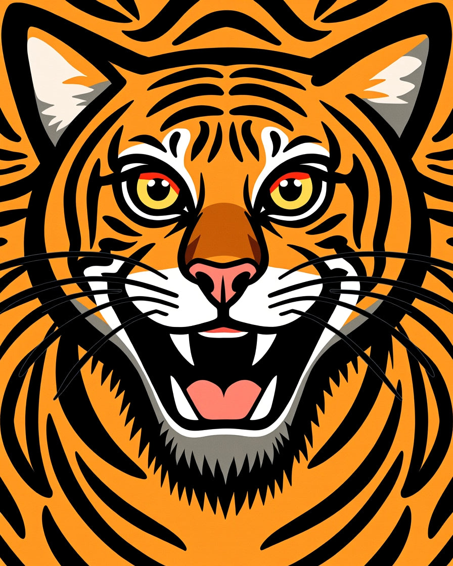 Bold Orange Tiger Face Stripes Rug